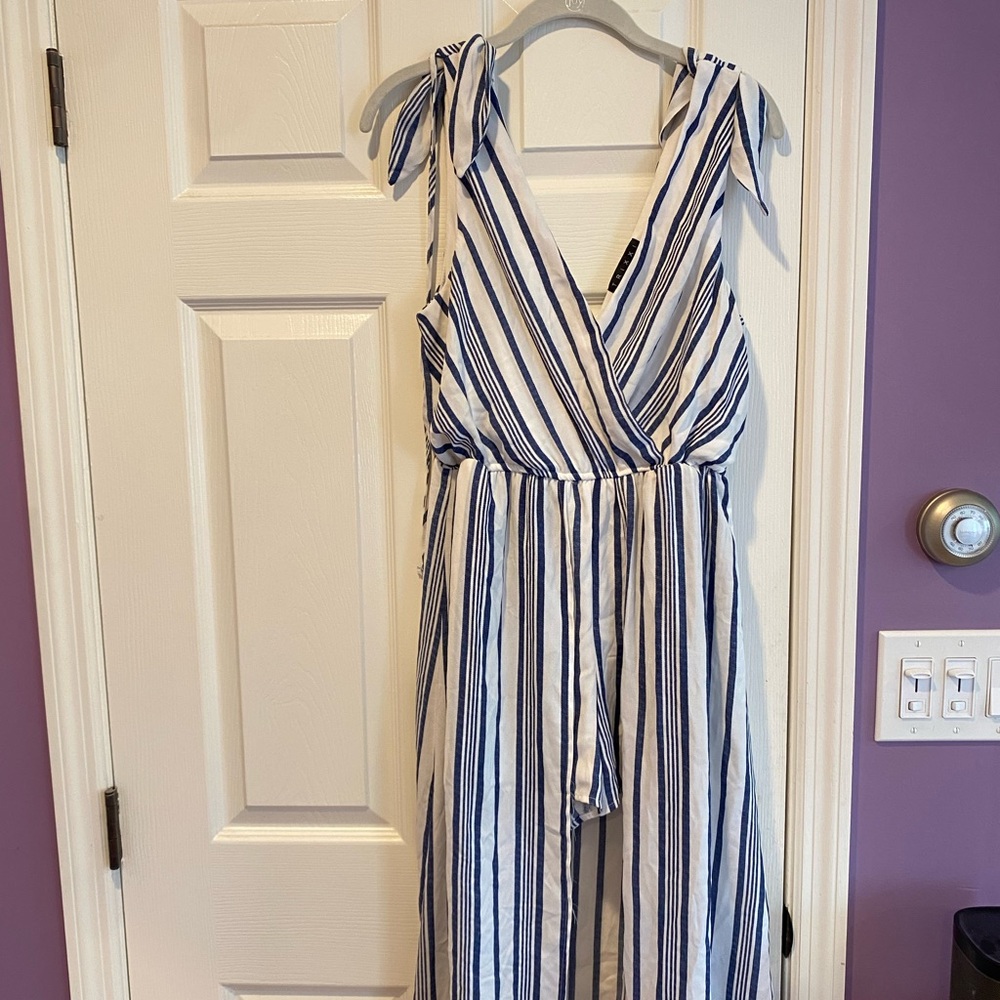 Blue/white striped romper/dress